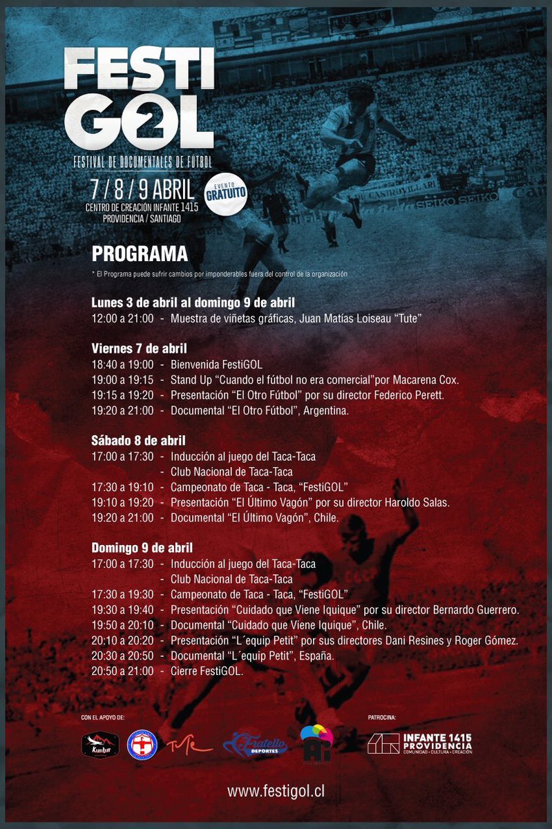 ⚽️🎬 Este finde! #Festigol en @Infante1415 festival de documentales de fútbol. Ahí estaremos con nuestras portadas! 😉📰