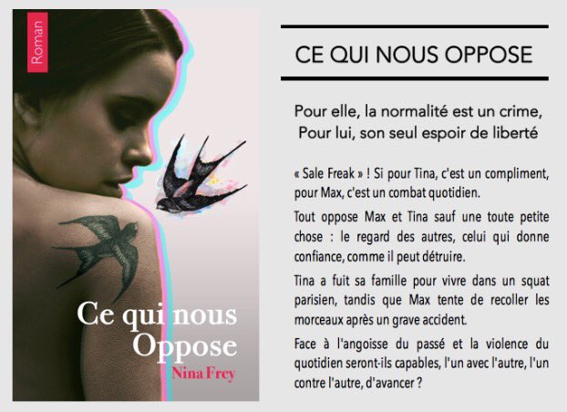 NinaFrey_'s tweet photo. Avec grande impatience et 🦋 dans le ventre, voici enfin la couv & résumé de
| Ce qui nous oppose |...
#RomanceRock #Paris #Mai2017 #TINAX 😊 https://t.co/fHq5eK7570