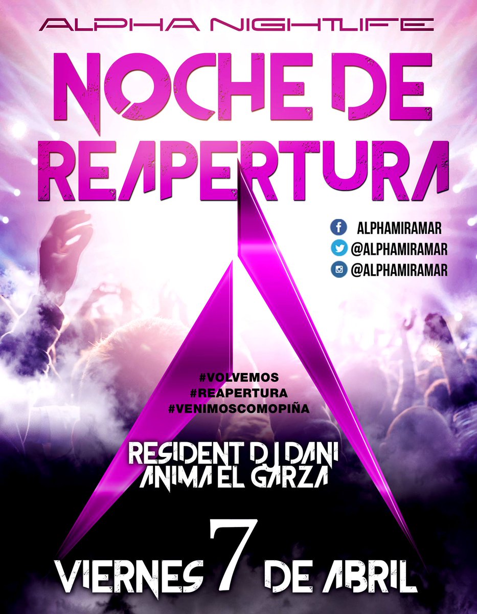 AlphaMiramar's tweet photo. LLEGO LA HORA

SE DESPIERTA EL GIGANTE DE LOS VIERNES

HOY ES EL DÍA

#VOLVEMOS
#REAPERTURA
#VENIMOSCOMOPIÑA https://t.co/k4f51d8w1e