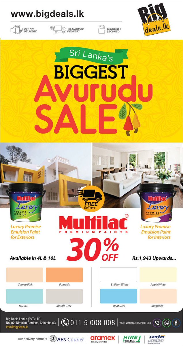 iContactLanka's tweet photo. https://t.co/JSSVQsqxN3 : #Multilac #Aurudu Wasi from #Bigdeals. #lka #iContactLanka #offers #sale https://t.co/ctrcmU0j2t