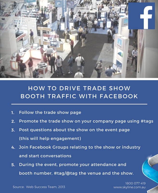 SkylineAust's tweet photo. #FactFriday - 5 simple Facebook tactics to drive traffic to your #tradeshow #booth. Find more #exhibitingtips at https://t.co/Vuro4z80NF https://t.co/nSaYd1jS31