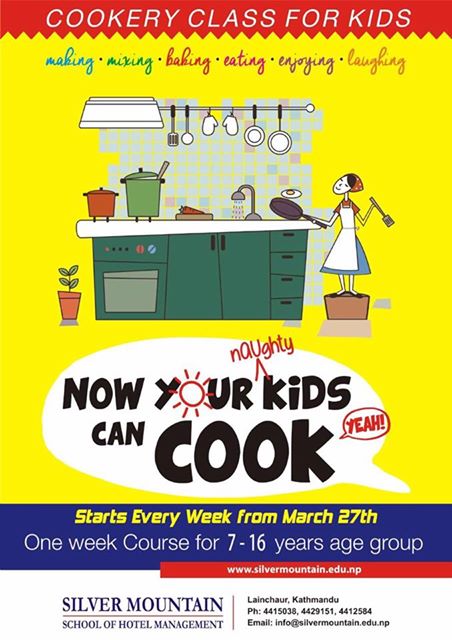 slvrmountainSHM's tweet photo. We are having our another cooking classes for kid's age between  7-15 starting from 10th April, 2017 . Call us at 4415038 for the  details. https://t.co/pblKqRahLe