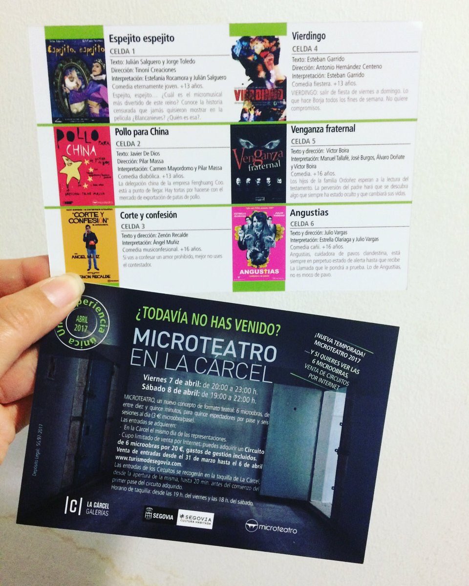 ¡Hoy y mañana llegamos a <a href="/CarcelSegovia/">La Cárcel. Segovia</a> con #microEspejito! 😀