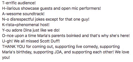 JDAcomedy's tweet photo. @RonErvin @amy_sumpter @funnylady419 @MarlaDepew @DinaNMartinez @ChiScottDuff Tom Gotlund!
#JDA
#ComedyInChicago
#WomenInComedy
#GLBTQ https://t.co/f4M6RlcRWX