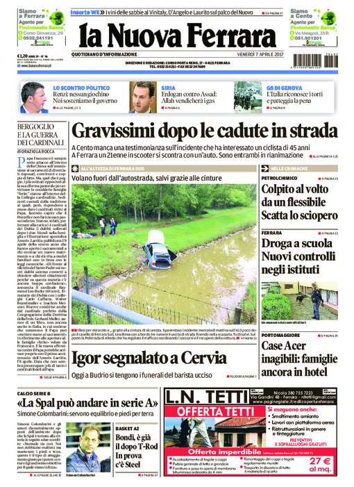 nuovaferrara's tweet photo. BUONGIORNO #FERRARA: ecco la prima pagina del giornale di oggi che potete trovare in edicola https://t.co/gZn44qp5vL https://t.co/xPcEhpq6H9