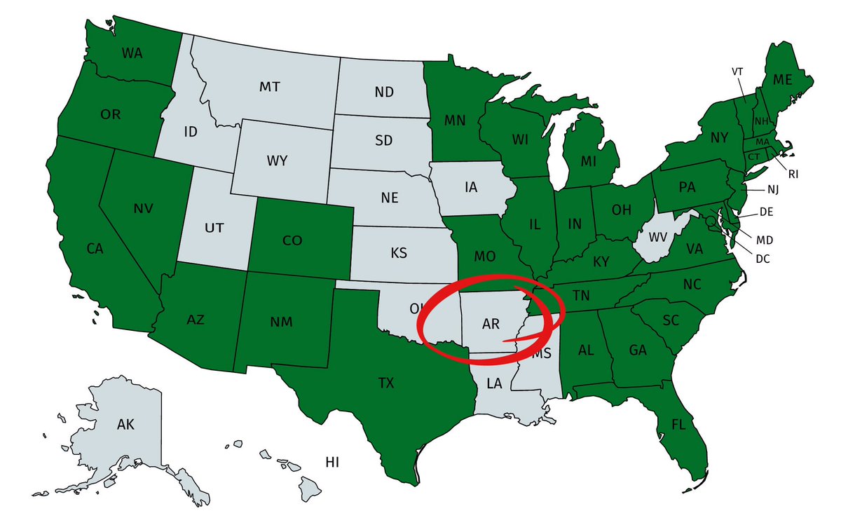 BeerArkansas's tweet photo. Dear @dogfishbeer,
I made a map for you.
Please bring beer.
(West Virginia also feels left out)
#DFH2ARK https://t.co/oH3NAiJWYI