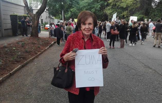 TimesLIVE's tweet photo. #AntiZumaMarch 94-year-old widow of human rights activist protests at Gupta compound https://t.co/FrQL7EdmPo https://t.co/w92uToJbKz