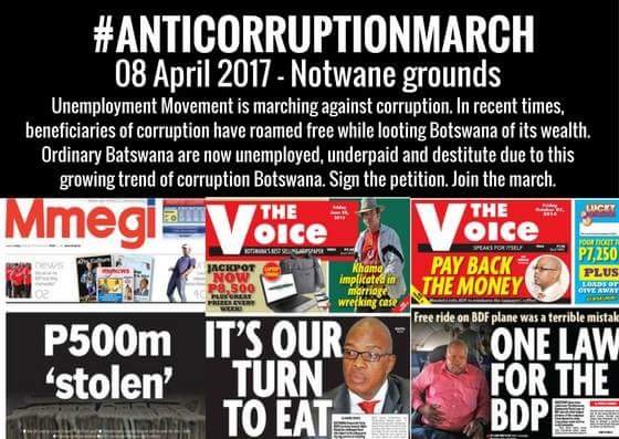 So theres a march against corruption in BW tomorrow.?