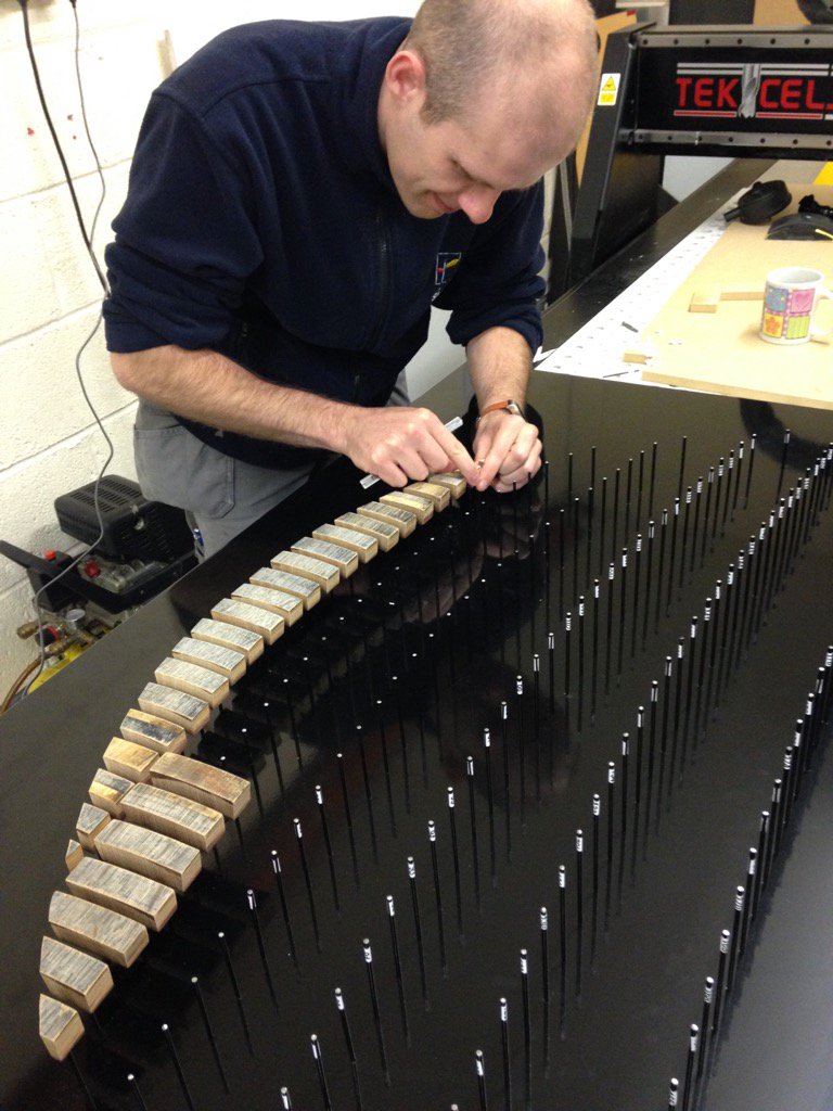 WaterfordWhisky's tweet image. A new wall-mounted barrel work for the reception wall is coming on.