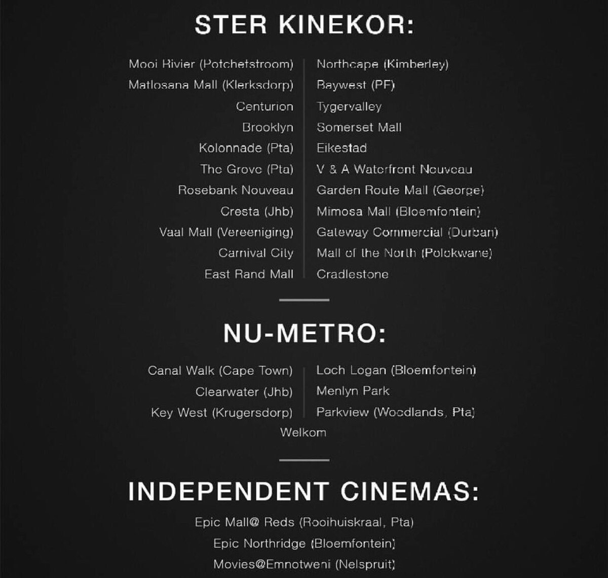 rowrowlean's tweet photo. Nou ja, die paaie is toe en die movies oop. @LafrasFilm begin vandag te wys!

'n Film van formaat en een wat jy nie moet mis nie

#FILMNews https://t.co/nT9WX0DRof