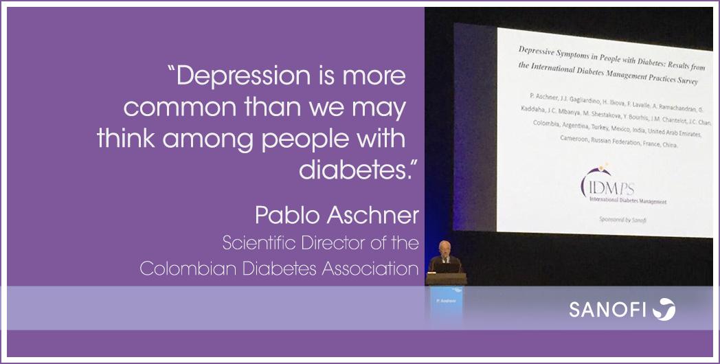 sanofi's tweet photo. 46% of people w/ #T2D #diabetes report mild to severe #depression symptoms. Read about #IDMPS study https://t.co/hculpizU6B #WorldHealthDay https://t.co/SkGGANFJMI
