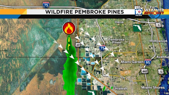 The brushfire is so bad we can see it on our Local Doppler Radar. NW breeze pushing smoke and haze towards SE. https://t.co/kqFtUBNPSe