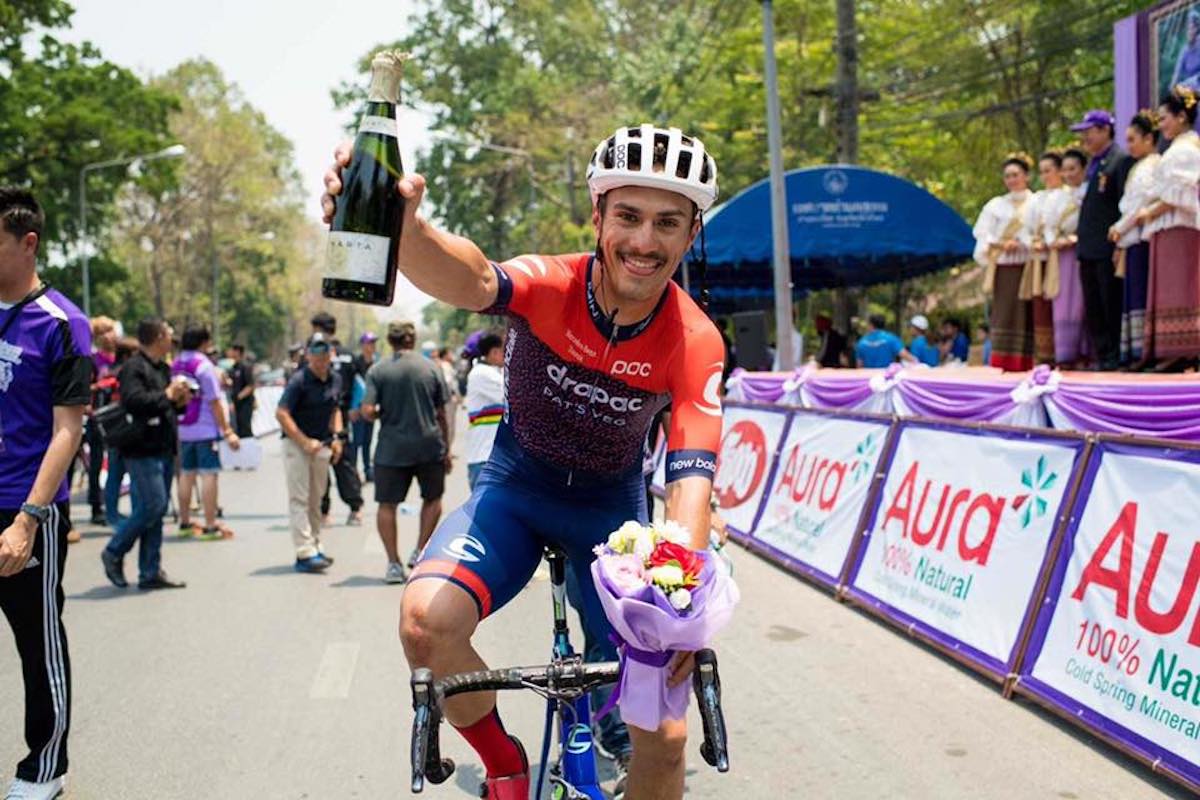 TFW you get your first UCI win. Congrats to Theo Yates and @DrapacPatsVeg  on winning the final stage of Tour of Thailand.