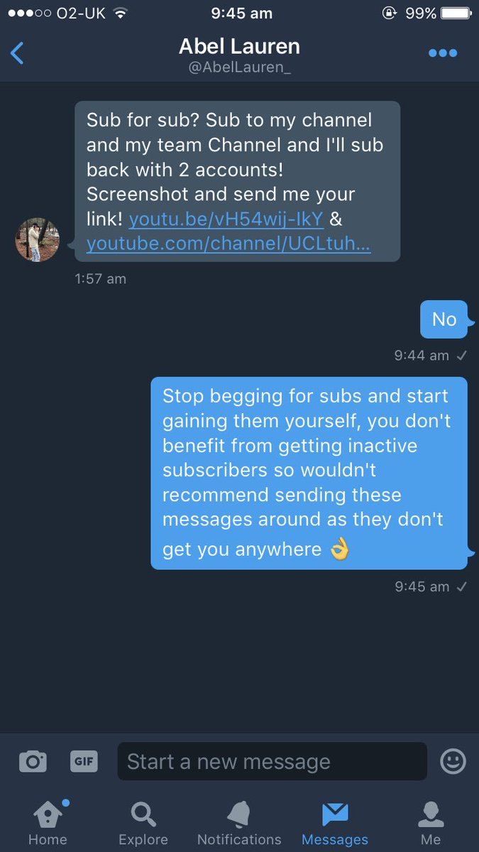 GingerShoutouts's tweet photo. Don't mind checking people's channels out but then you get messages like these.......... https://t.co/a07c1qXOaB