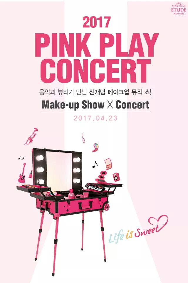 soojunglobal's tweet photo. [PHOTO] 170406 Etude House Facebook Update "PINK PLAY CONCERT" on April 23, 2017.

cr. affxtionglobal https://t.co/JlcCgN6jCJ