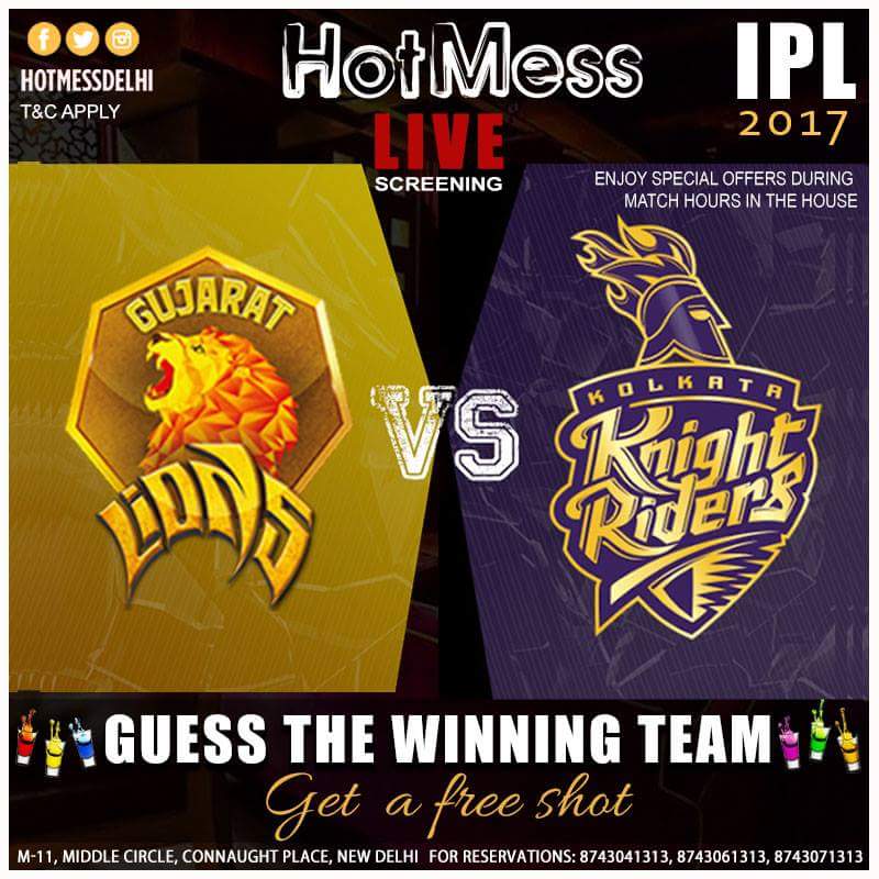 .
Enjoy the live screening of the #KKRvGL  match on the giant screen here <a href="/HotMessDelhi/">HotMess</a> 
#IPL2017 #LiveScreening #cricket #CHEERZ