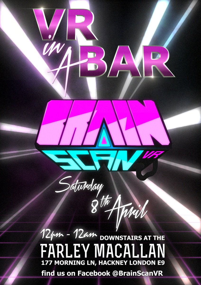 BrainScanVR's tweet image. Virtual Reality in a Bar. Tomorrow. 8th April 2017. #VR #VirtualReality #thingstodo #London #Dalston #gaming #HTCvive #REALALE #april7