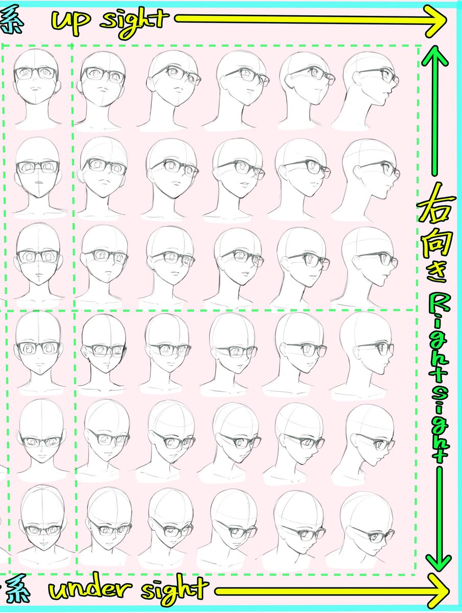 吉村拓也 イラスト講座 メガネ描くのが苦手な人へ メガネパース表 作りました コピー トレース 印刷練習など 全てご自由にお使い下さい 悪用以外