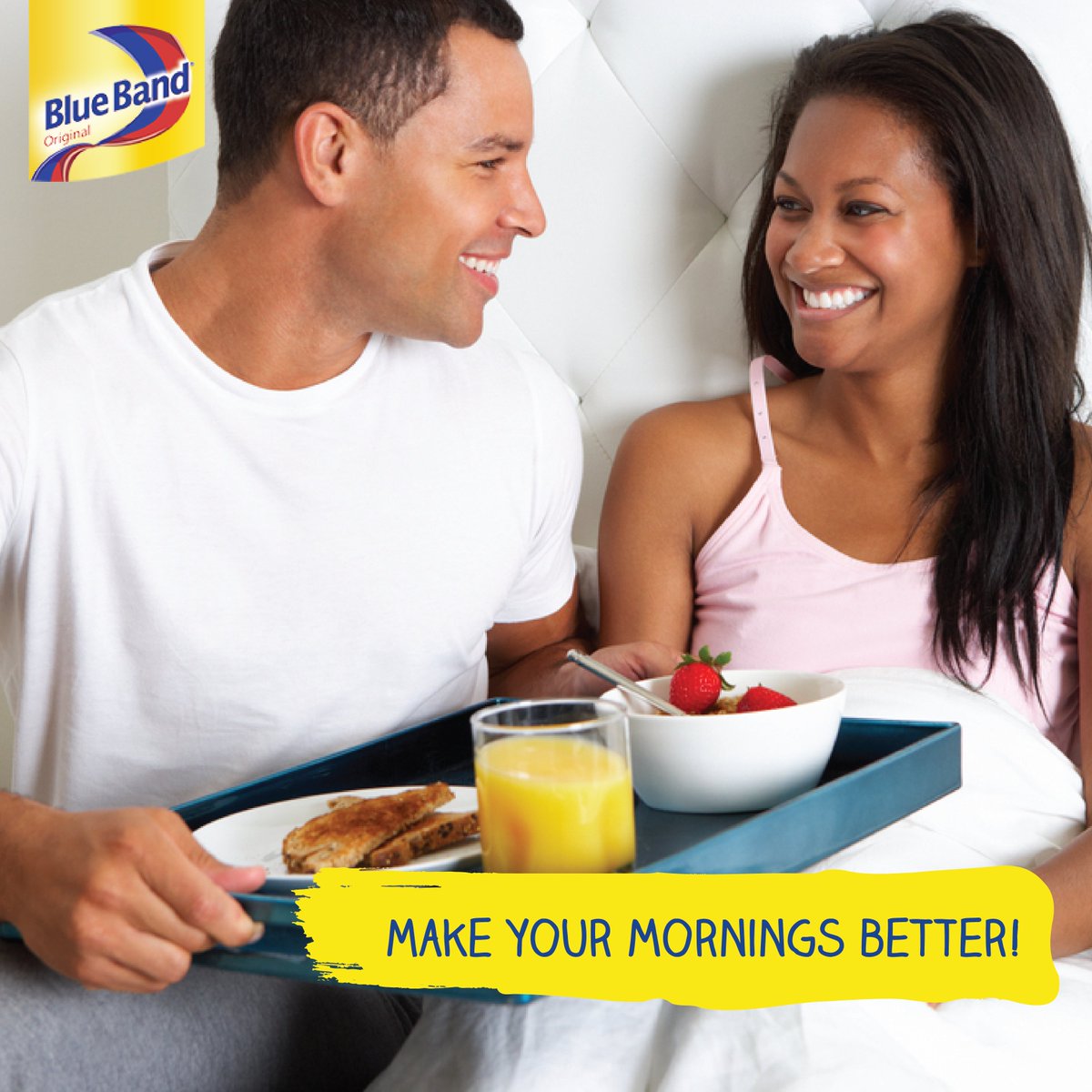 A toast 🍞 w/ a spread of Blue Band margarine w/fresh fruits, wholegrain breakfast cereal &amp; orange juice will increase your energy for work.