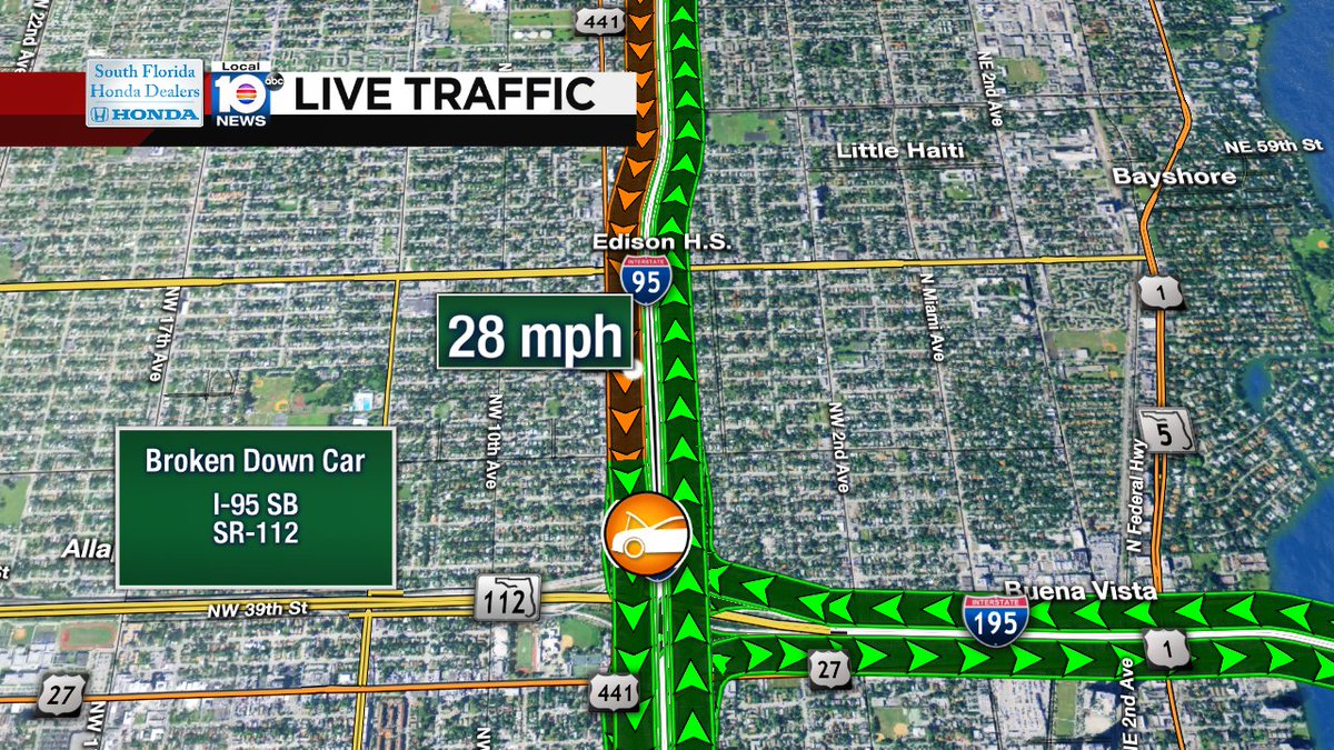 Broken Down Car on I-95 SB approaching SR-112 #traffic https://t.co/80HiHr4beT
