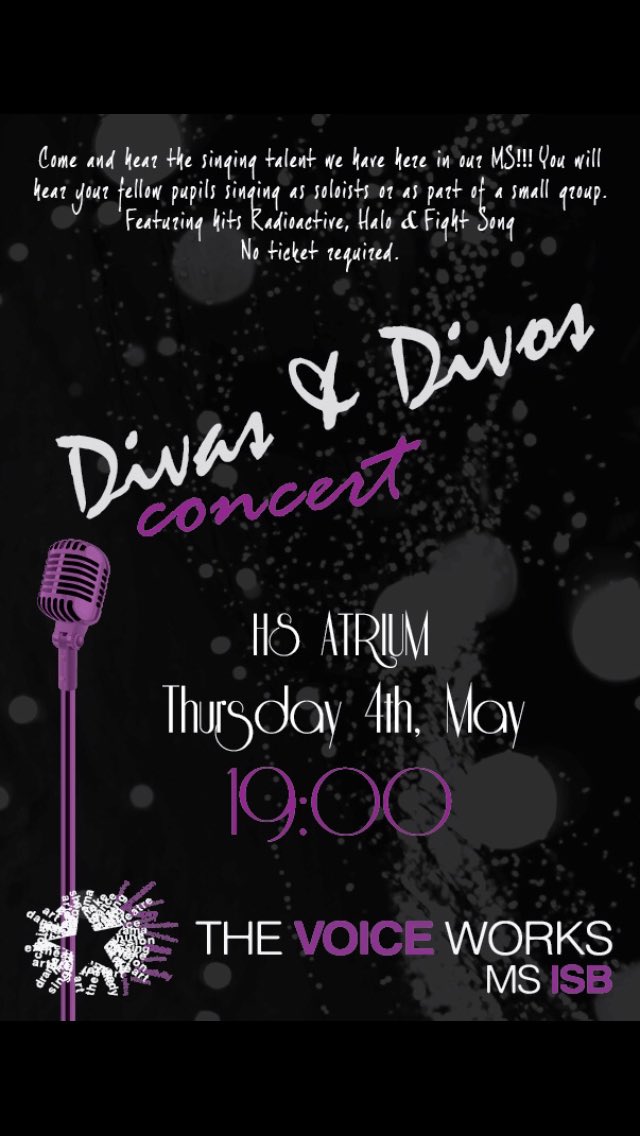 Muskan_ISB's tweet photo. Come to the Divas concert in the Atrium on 4th May!🎹🎼🎤 @CatFrielLeclerc @MS_VoiceWorks #mslearns (creds to the poster to @infinite8math 👍) https://t.co/RxLwzobLeT