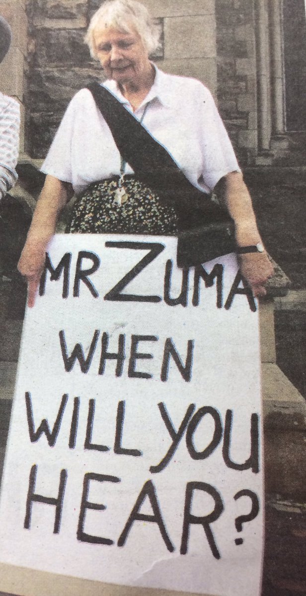 darryn_holm's tweet photo. Member of the Black Sash in 1984 and in 2017. Same spot, same question, different President. #AntiZumaMarch #FreedomFriday #MarchforChange https://t.co/lIqzgEIO8K