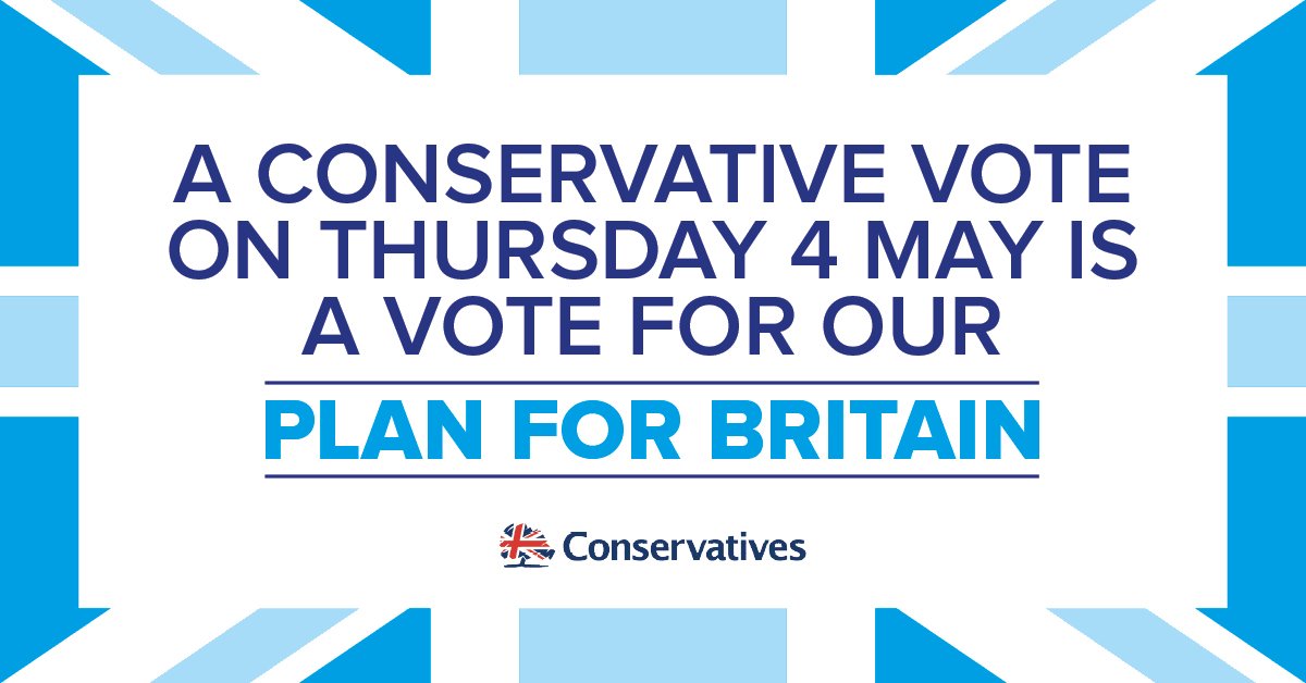 Conservatives's tweet image. A Conservative vote on Thursday 4 May is a vote for our Plan for Britain. RETWEET  conservatives.com/sharethefacts/…