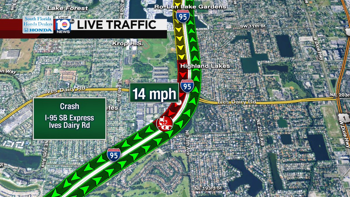 Crash on I-95 SB Express at Ives Dairy Rd #traffic https://t.co/2MEtYhtAK6