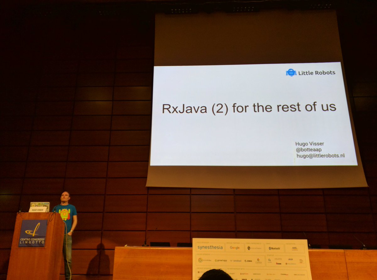 welsinga's tweet image. @botteaap telling us about his #rxjava2 experience at #DroidconIt