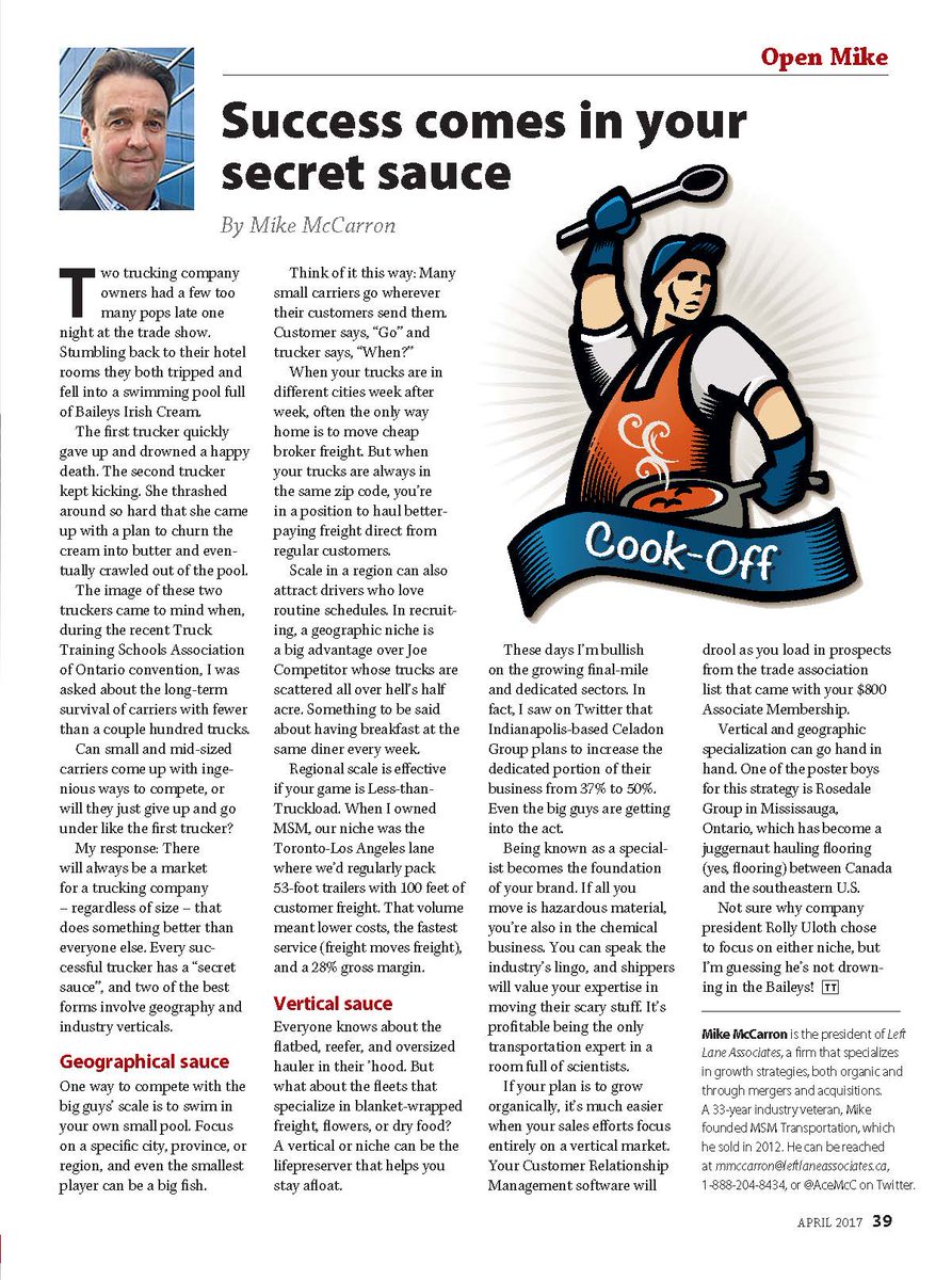 john_g1985's tweet photo. How do you differentiate yourself in the crowded trucking market? Read @AceMcc new article in @Todaystrucking Pg 39 https://t.co/lqikePu7sE https://t.co/Bpt5InTamO