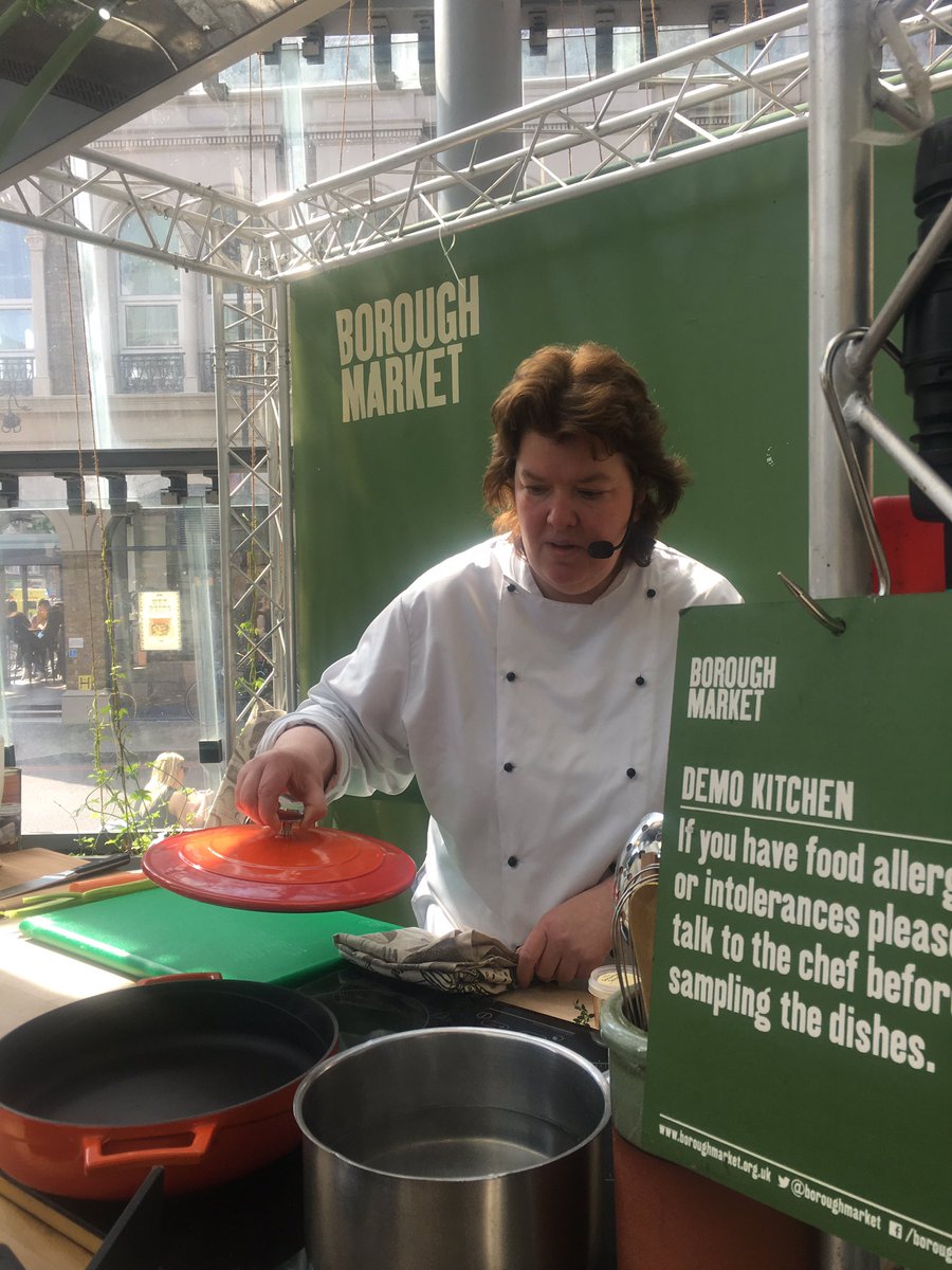 The fantastic #slowfood  #chefalliance member  <a href="/paula_mcintyre/">Paula McIntyre MBE</a> at @boroughmarket demo kitchen