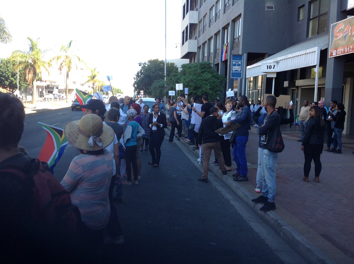 WECBOF's tweet image. Team WECBOF supports 'Zuma Must Fall' protest on Voortrekker Road #ZumaMarch #zumamustfall