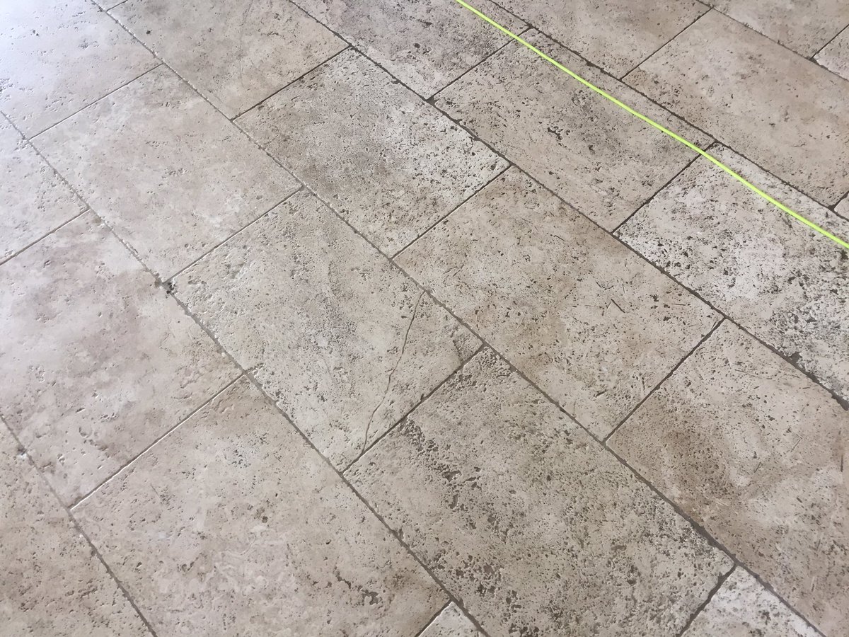 SRBTileSolution's tweet photo. Riven Travertine floor clean coming up nice with #lithofin https://t.co/V6HeZV7moB