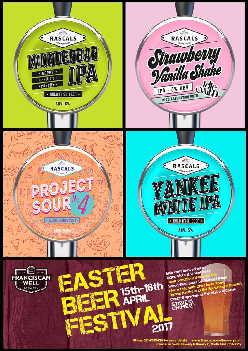 RascalsBrewing's tweet photo. This year we will b at at the 18th yr of Easter Beer Festival in @FranciscanWell Cork. #Easterfest2017 #BrewBuddies https://t.co/97xxUQLKRM