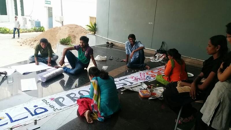 SvpistmStudents's tweet photo. Strike_day_12 Poster making for our rights #Svpistm #we_want_justice https://t.co/fYcs2kp39f