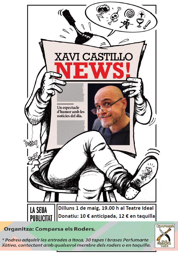 ElsRoders's tweet image. Tenim el plaer d anunciar q el proper 1 d maig portarem al gran Xavi Castillo al nostre Poble! Espectacle garantitzat #RitaQEstasEnLosSielos