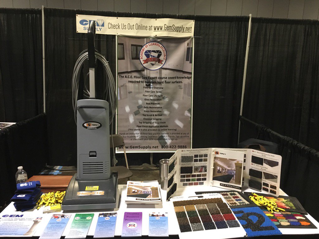 GEMSupplyCo's tweet photo. Setting up for Tampa NIGP trade show!  @SSSTriple_S @SSSTripleS_HQ @ACleaningExpert @BeyondCleanDave #GemClean https://t.co/aXvJhwgkJm