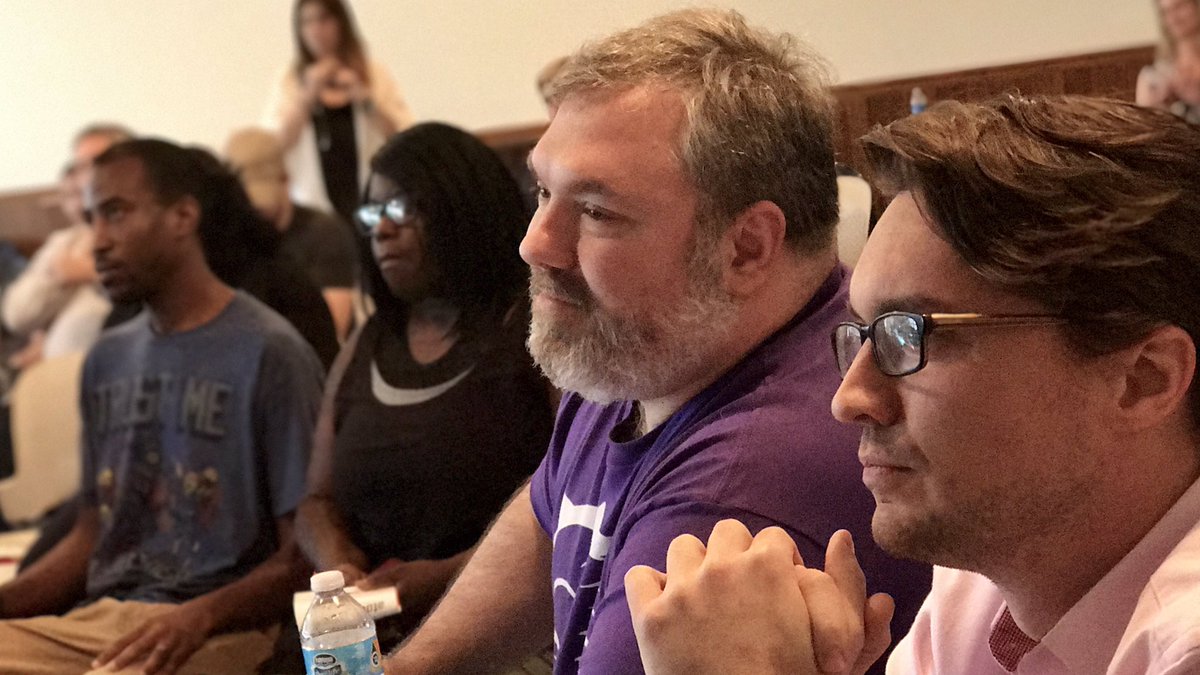 Judges at #InnovateSAV include <a href="/cleggerama/">Clegg Ivey</a> of <a href="/TheGuildHallSav/">The Guild Hall</a> and <a href="/bbason/">Brian Bason</a> of @joinbark, working hard to evaluate and entertain!