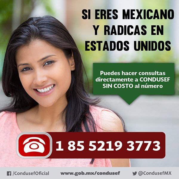 ConsulMexPsi's tweet photo. La CONDUSEF te orienta llama SIN COSTO al 1-855-219-3773 #IME_SRE #CondusefMx #ProtegeTuPatrimonio https://t.co/A8hvi8Mibr