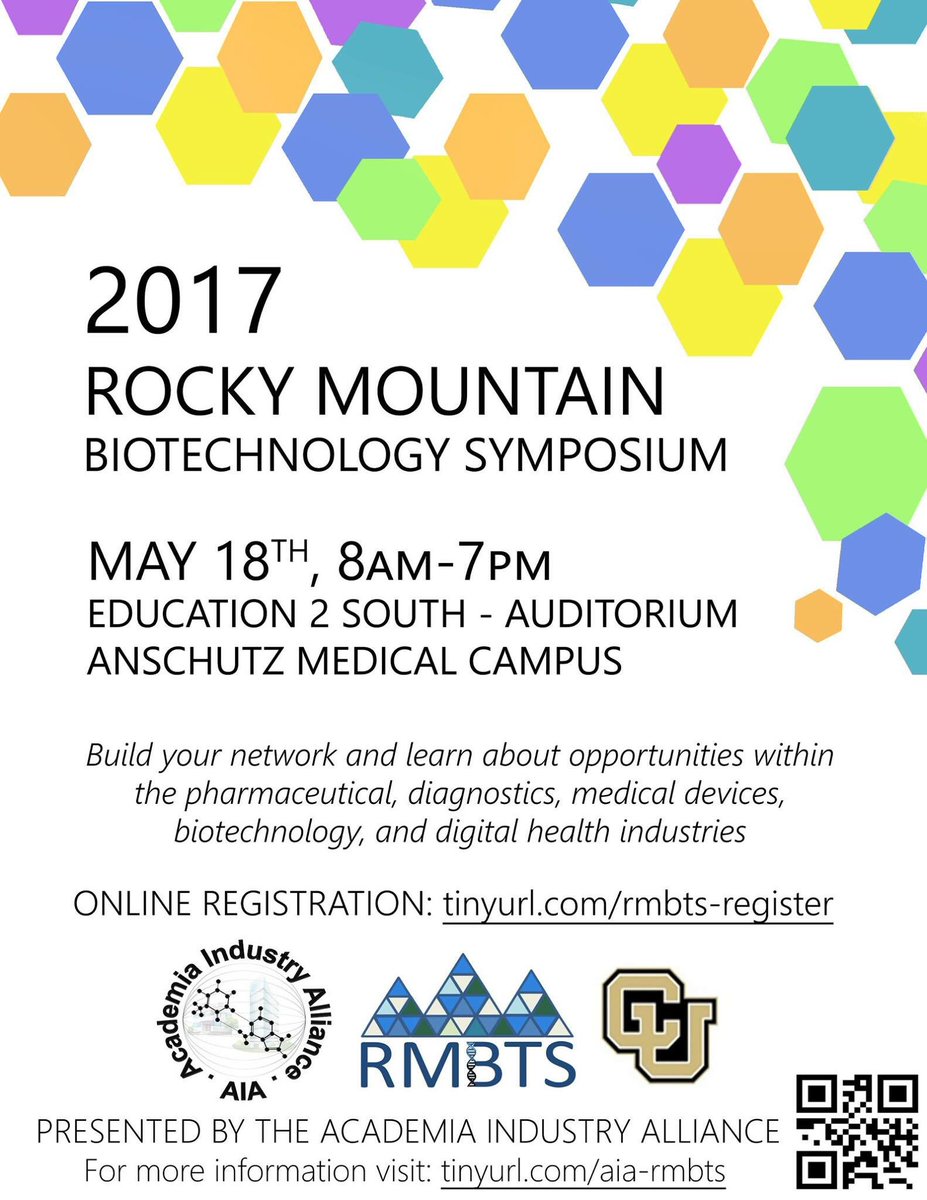 RMBTStweets's tweet photo. Mark your calendars! The 2017 Rocky Mountain Biotechnology Symposium is all-day May 18th. Register online at: https://t.co/WlPDse0JcL https://t.co/h7cPFSqcpg