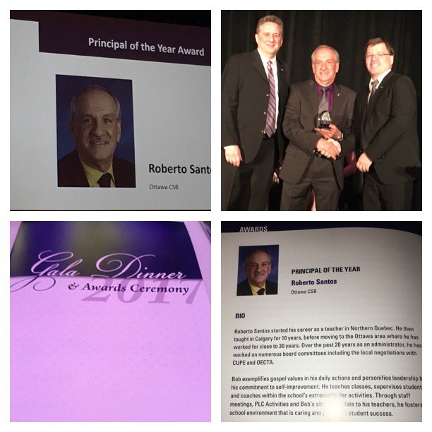 TDOttawa's tweet photo. Congratulations to #ocsb Principal Roberto (Bob) Santos recipient of #CPCO Principal of the year @STEStallions https://t.co/uTQCvJUoCl