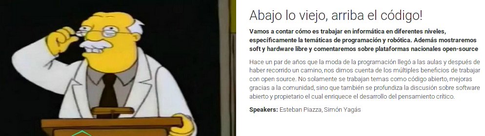 FlisolCABA's tweet photo. Charla:"Abajo lo viejo, arriba el código" by @SimonYagas Esteban Piazza - 15hs Aula.0.02

https://t.co/PtUOAAlyhK https://t.co/EdCp5kb7BB