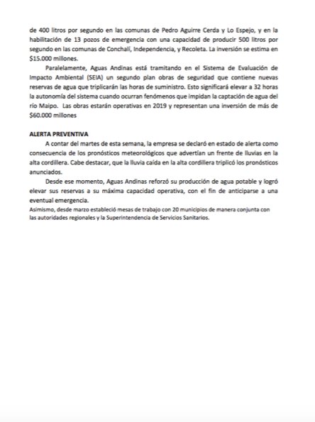 aguas_andinas's tweet photo. #AAInforma Aguas Andinas reestablece el servicio de agua potable al 90% de los clientes afectados. https://t.co/PKOQGE3oaw