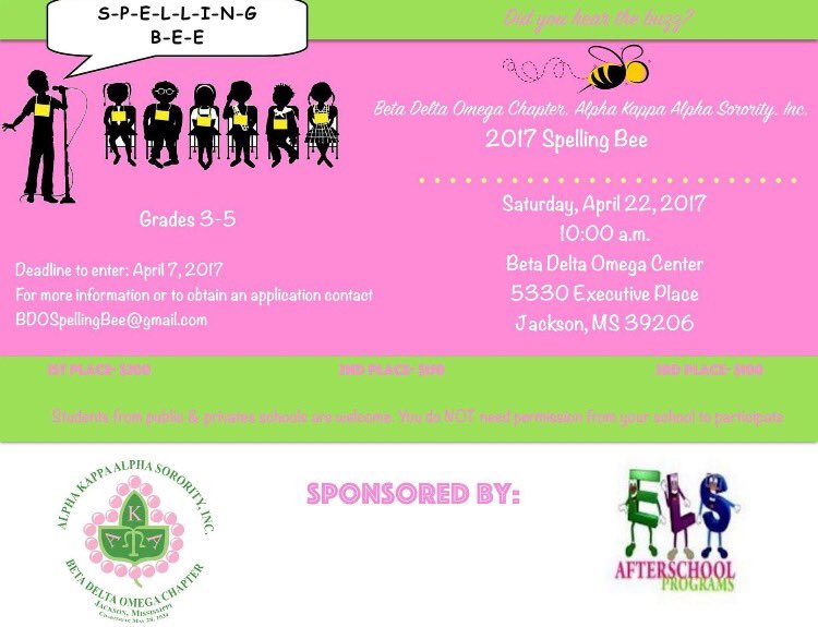 BDOAKA's tweet photo. We hope you caught the buzz! 🐝 Join us for our Spelling Bee at 10:00a.m. TOMORROW! #AKA1908 #BetaDeltaOmega #SpellingBee 💞💚 https://t.co/15Mk8lyU2o