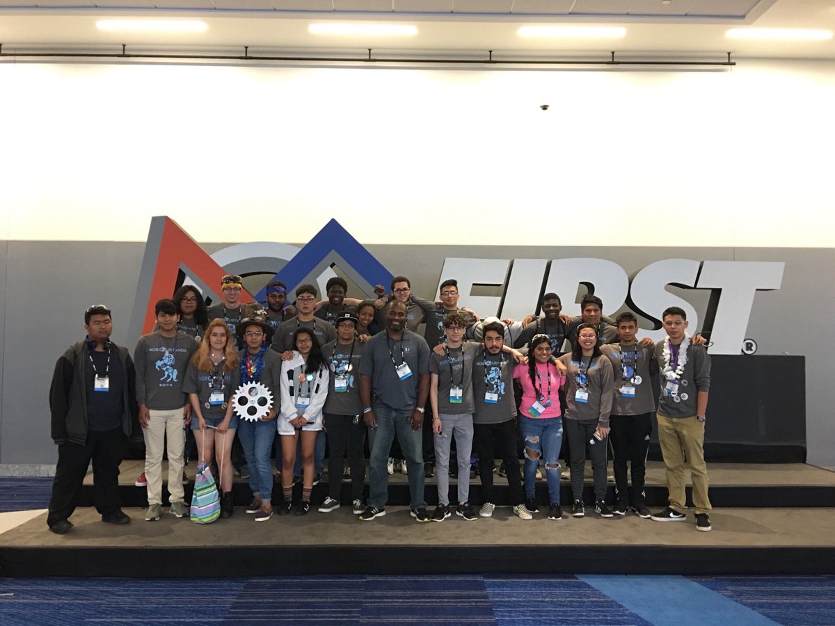 <a href="/MHSRoboMustangs/">RoboMustangs</a> in Houston, TX at the First Robotics Competition World Championships today. #GoMustangs
