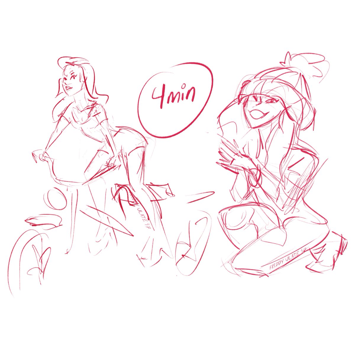 FreddyUlateArt's tweet image. Last ones for today. Quick 4 min #gesturedrawings based on a photo of @MissLaurelle_ and @blasiangurlblog