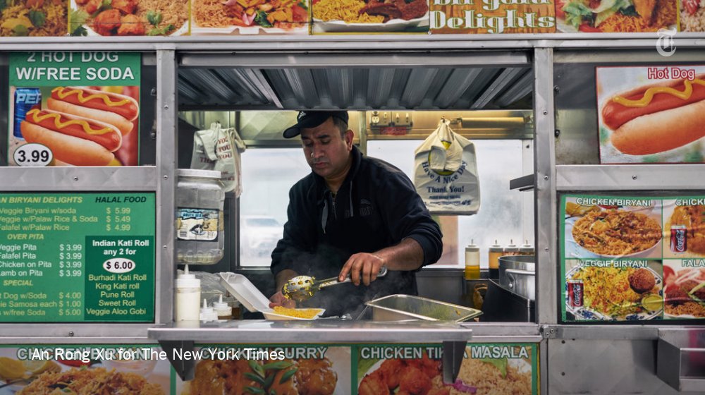nytimes's tweet photo. "What's hard about this job? Everything is hard." A day in the life of a food vendor. https://t.co/icaPSSGyxL https://t.co/UpUW3WItOJ