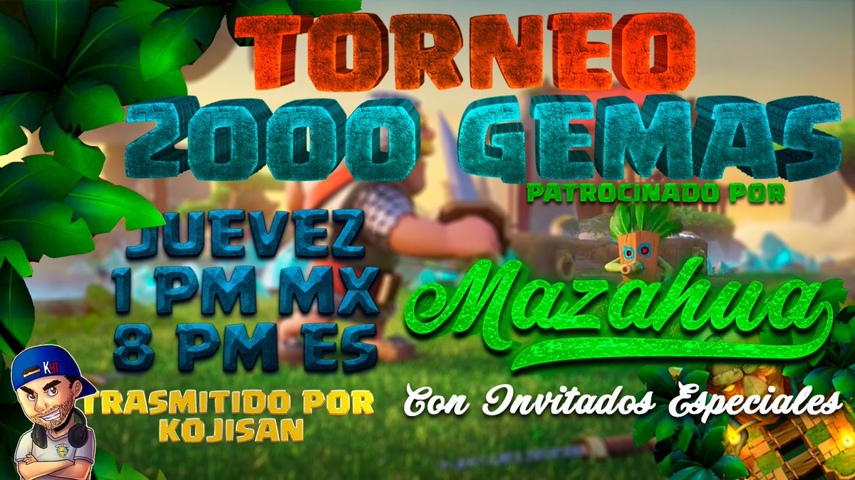 ¡¡Todo el mundo esta invitado!!
Torneo Trasmitido por @KojisanYT 
JUEVEZ Apartir de las 1PM Horario de MX 
¡¡¡¡Los Espero!!!!
:D