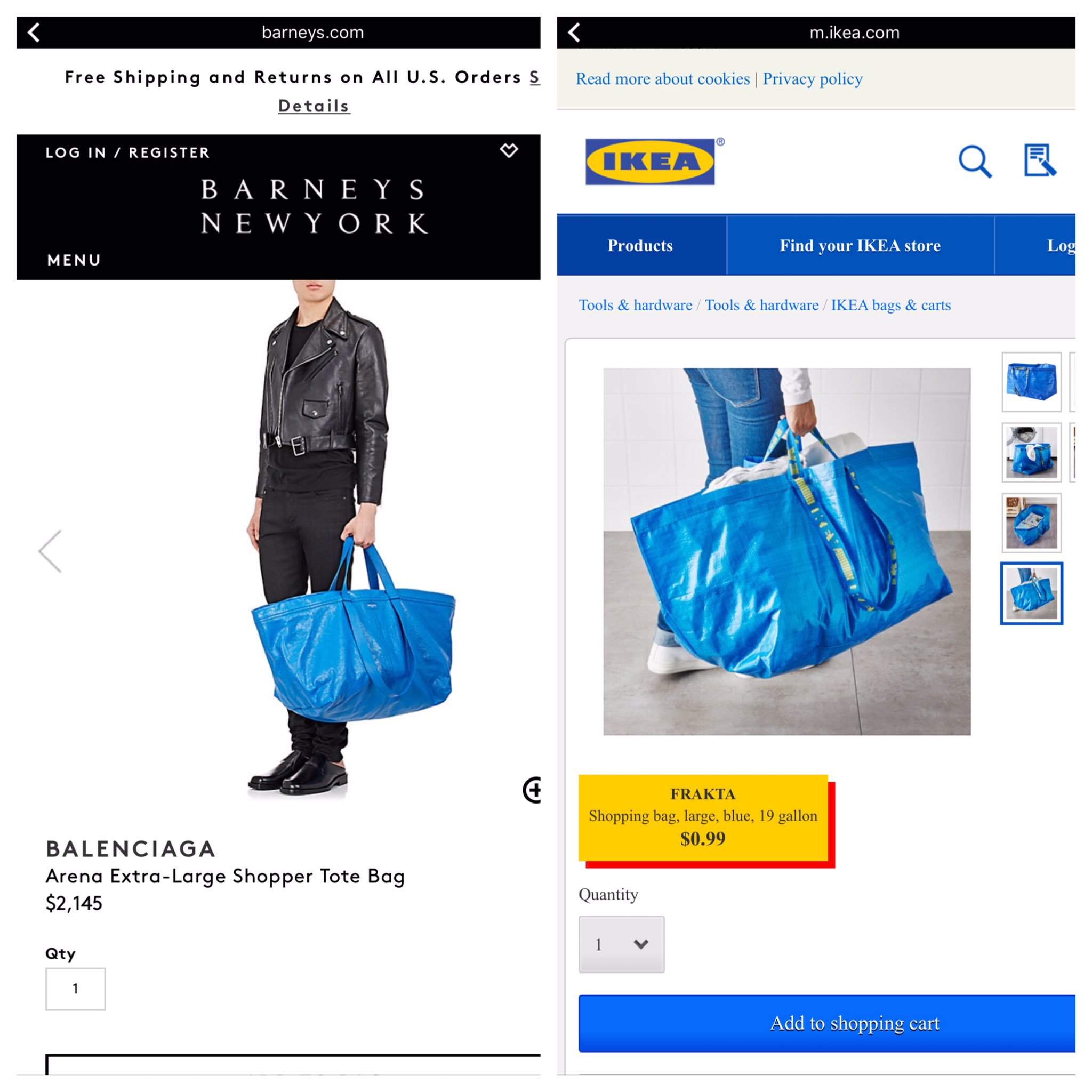 gullig Shetland Uberettiget Neeta on X: "Balenciaga does it again! Arena bag $2145 vs Ikea's Frakta for  $0.99 https://t.co/MLcUsZLBWa" / X