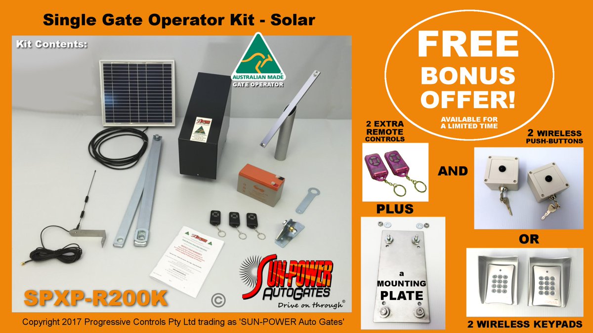SunPWRautoGates's tweet photo. Automate your Gate so you can #DriveOnThrough
#GateOpener #GateOperator @AustralianMade #DIY #Kit #Solar
https://t.co/vWswQh4KI2 https://t.co/SvVEFgpz23
